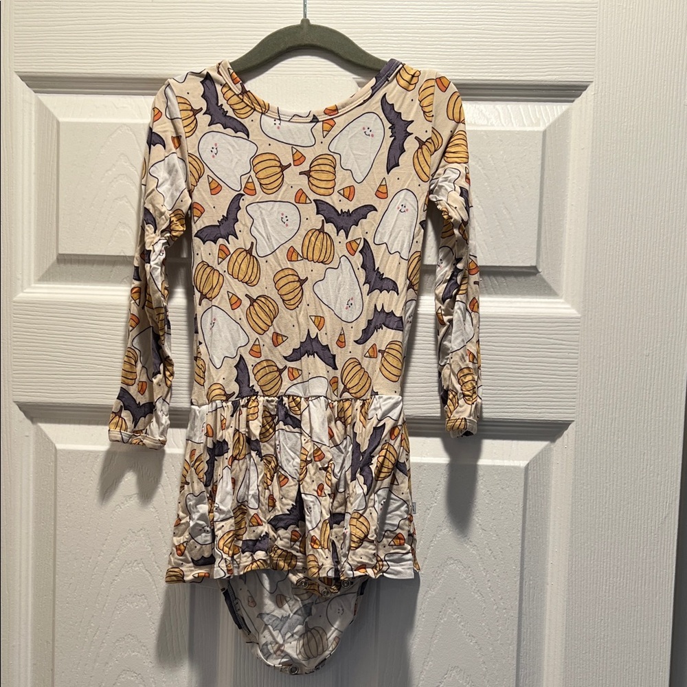 Bums & Roses Halloween Long Sleeve Twirl Dress 3T